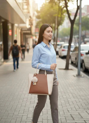 Two-Tone Elegant Tote Handbag